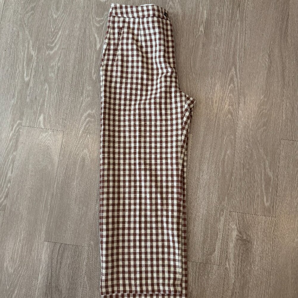 Sezane Martin Crop Trousers in Brown/ Ecru Gingham - Picture 6 of 6